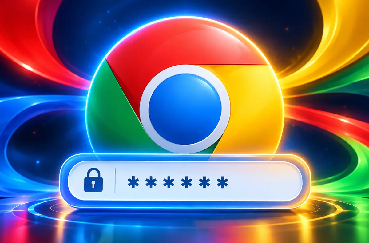 google chrome logo s heslem prihlasovani ai ilustrace