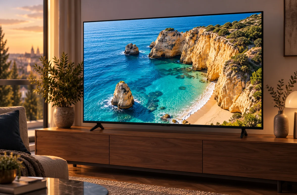 Samsung UE50M72H v obývacím pokoji – redakční ilustrace