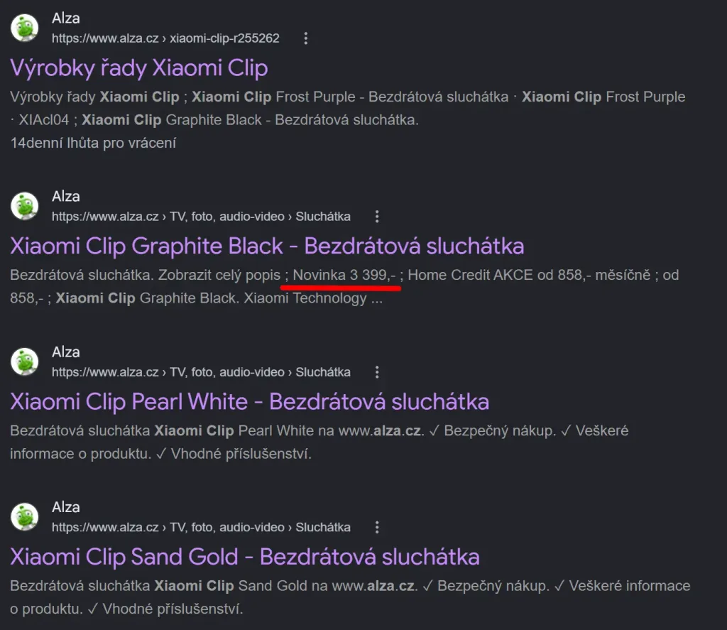 xiaomi clip bezdratova sluchatka alza index google