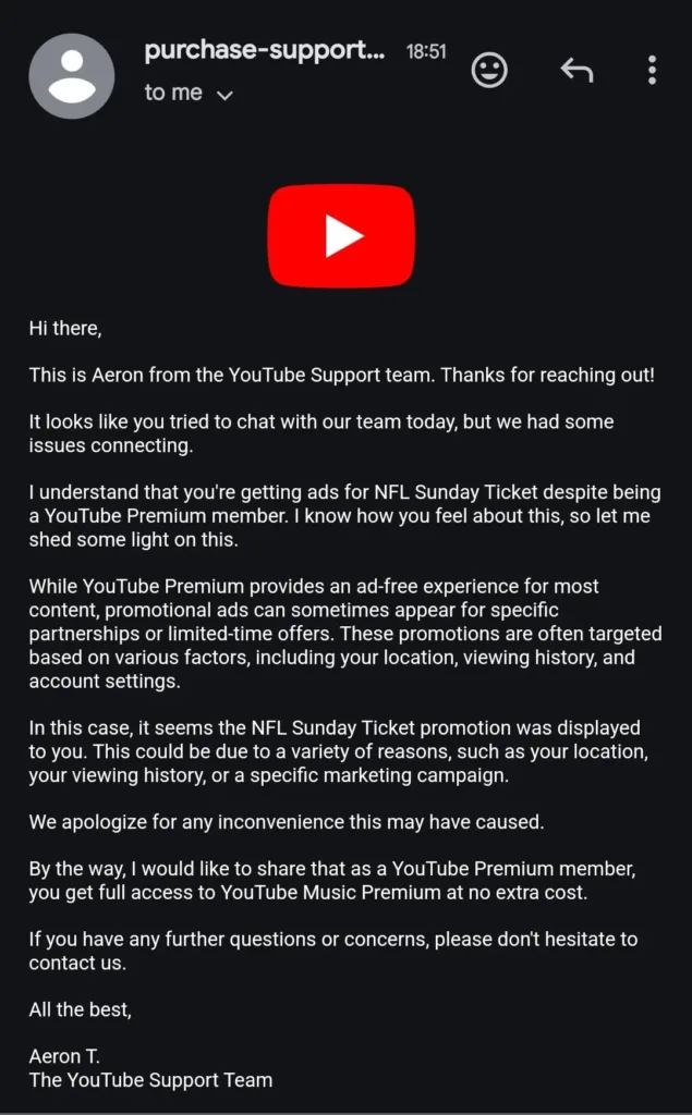 Reakce Google na reklamu v Youtube Premium