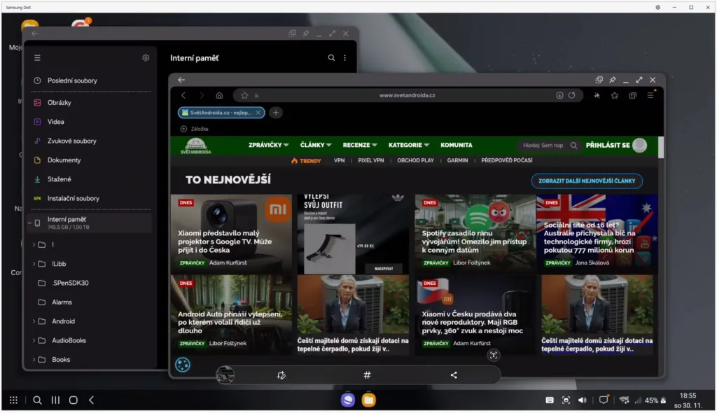 samsung dex windows aplikace