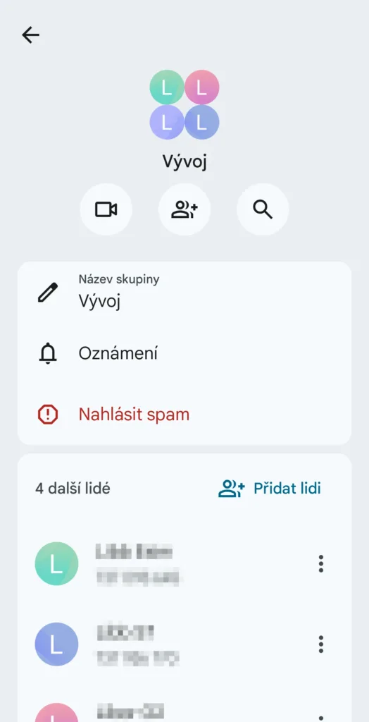 RCS skupinový chat, členové