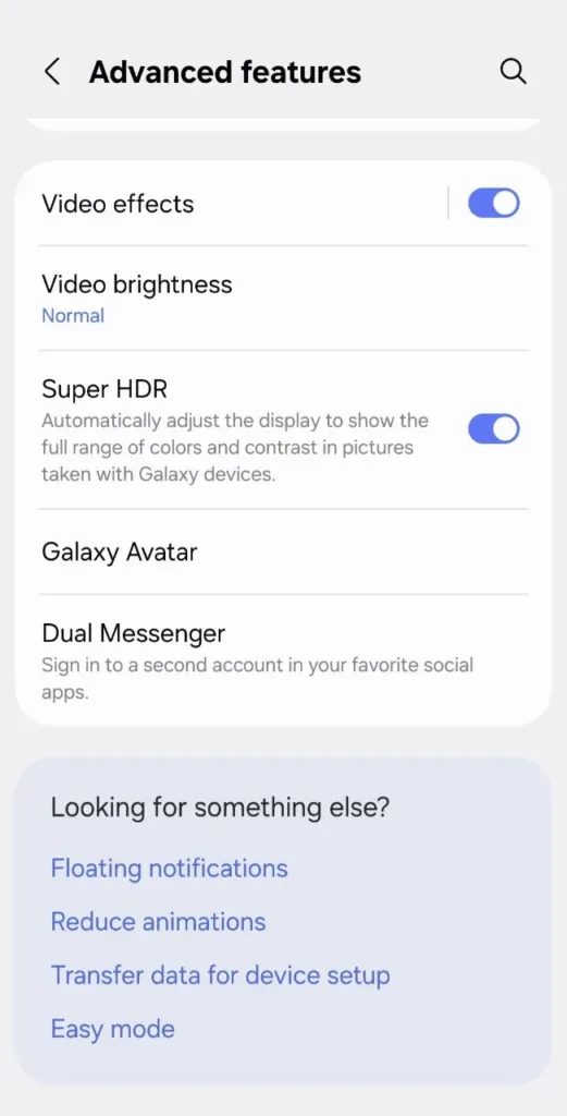 Nastavení Super HDR ve One UI 7